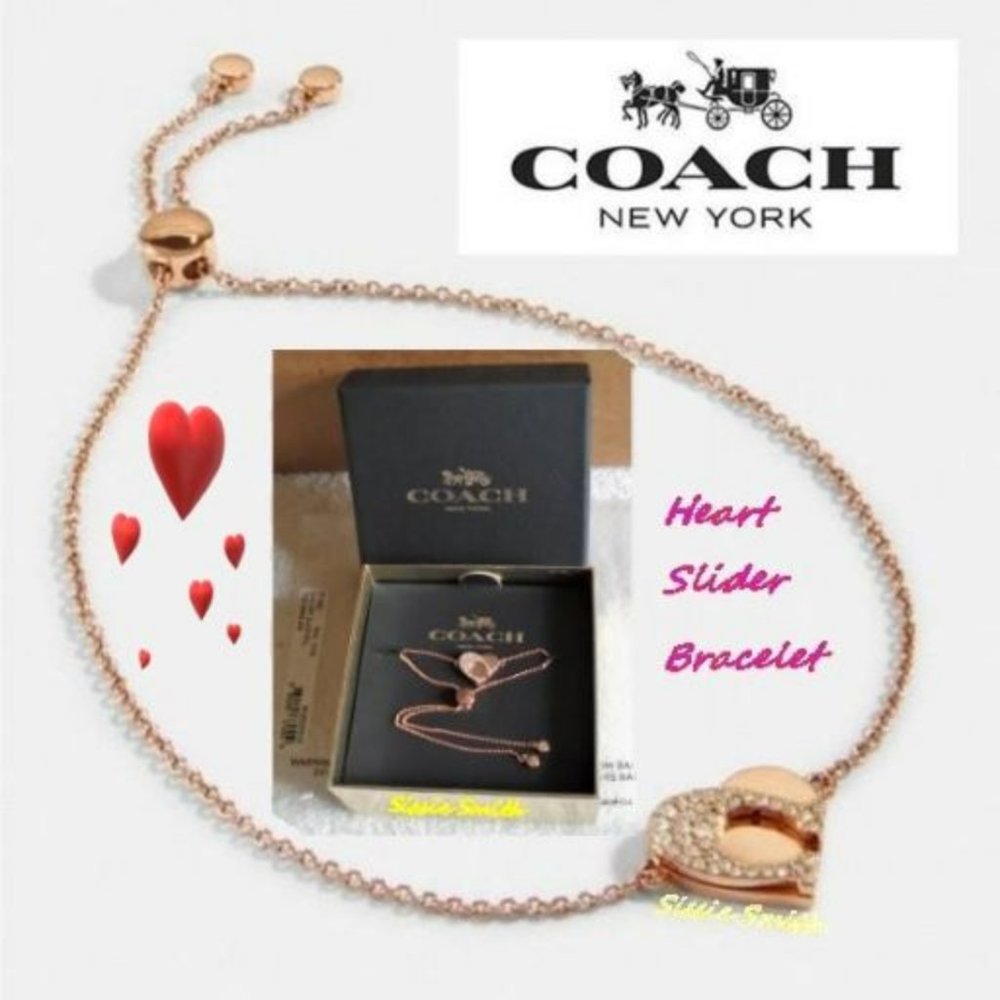 NWT Coach Signature Heart Slider Bracelet